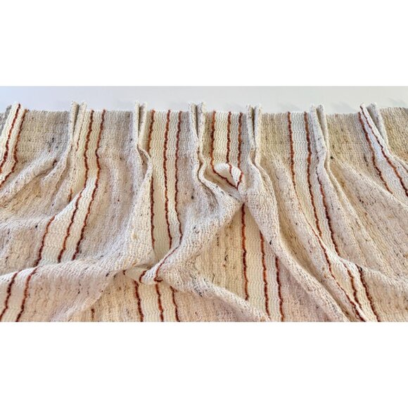 Vintage 70s curtain, tan, rust and brown, thick woven, pleated, for 1 panel - Picture 6 of 10